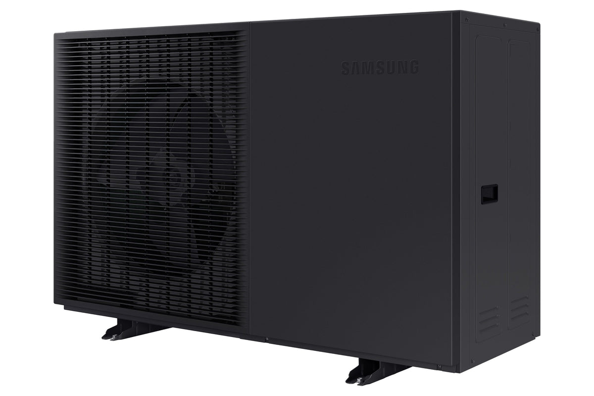 Samsung EHS R290 high temperature monobloc heat pump, black outdoor unit